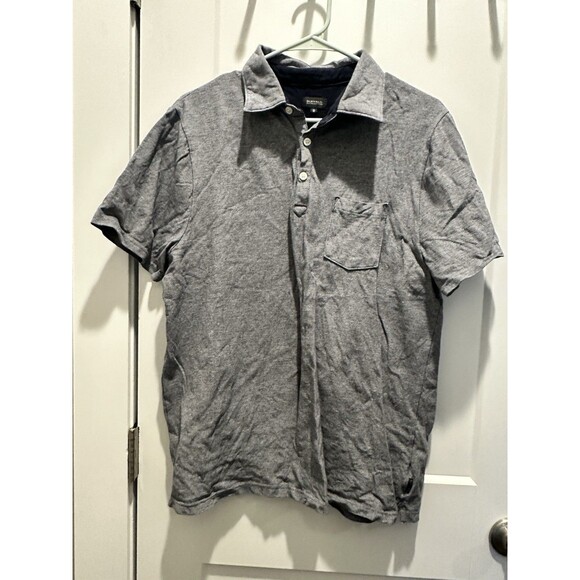 Buffalo David Bitton Polo Shirt Mens M Medium Grey Chest Pocket Stretch Cotton - Picture 1 of 4